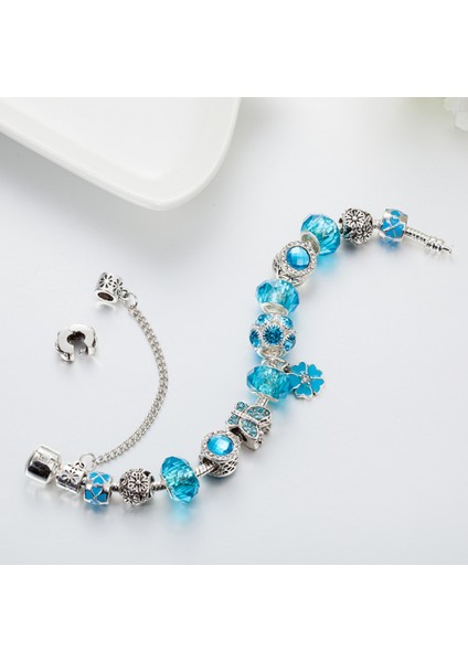 Kadın Charm Bileklik, Çiçek Kolye Mavi Kelebek Kristal Boncuklu Yılan Kemik Zinciri, Çoğu Bileğe Uyuyor, Kadınlar Için En Iyi Tatil Hediyesi (Boyut: 17CM) (Yurt Dışından) modelleri