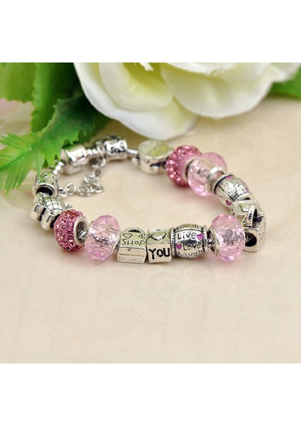 Kadınlar Için Bileklik, Pembe Kristal Boncuklu Kolye Yılan Zinciri, En Iyi Hediyesi Için Hazine Kutusu Tokalı Bileklik (Boyut: 18CM) (Yurt Dışından) fırsatları