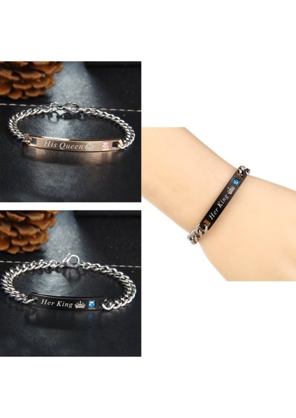 Sevgilisi Için Hediye Onun Kraliçesi Onun Kralı Paslanmaz Çelik Çift Bilezikler Kadın Erkek Takı Eşleştirme Seti (Yurt Dışından) modelleri