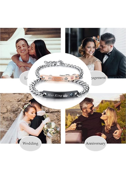 Sevgilisi Için Hediye Onun Kraliçesi Onun Kralı Paslanmaz Çelik Çift Bilezikler Kadın Erkek Takı Eşleştirme Seti (Yurt Dışından) indirimleri