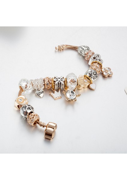 Kadın Bilekliği, Kristal Boncuklu Aşk Kar Tanesi Charm'ı, Hazine Kutusu Tokalı Bileklik, Kızlar Için Takılar, Festivaller, Doğum Günleri, Partiler (Boyut: 18CM) (Yurt Dışından) fiyatları