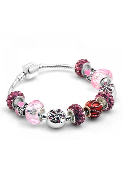 Kadın Bileklik, Pembe Kristal Kolye Yılan Zinciri, Kız Arkadaşı ve En Iyi Arkadaşlar Için Hazine Kutusu Tokalı Bileklik Hediye Bileklik (Boyut: 18CM) (Yurt Dışından)