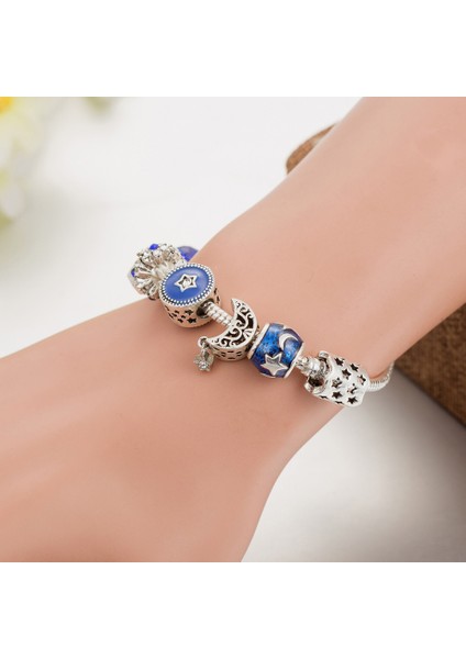 Kadın Charm Bileklik, Yıldız Ay Boncuklu Yılan Kemik Zinciri, Hazine Kutusu Toka Bileklik, Çoğu Bileğe Uyuyor, Kadınlar Için En Iyi Tatil Hediyeleri (Boyut: 17CM) (Yurt Dışından) modelleri