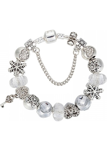 Kadınlar Charm Yılan Kemik Zinciri, Kar Tanesi Anahtar Kolye Boncuklu Anahtarlık, Çoğu Bileğe Uyuyor, Kadınlar Için En Iyi Noel Hediyesi (Boyut: 18CM) (Yurt Dışından)