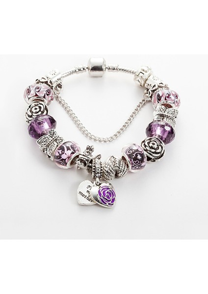 Kadın Charm Bileklik, Mor Boncuklu Yılan Kemik Zinciri, Hazine Kutusu Toka Bileklik, Çoğu Bileğe Uygun, Anneler Günü Için En Iyi Tatil Hediyeleri (Boyut: 18CM) (Yurt Dışından) modelleri