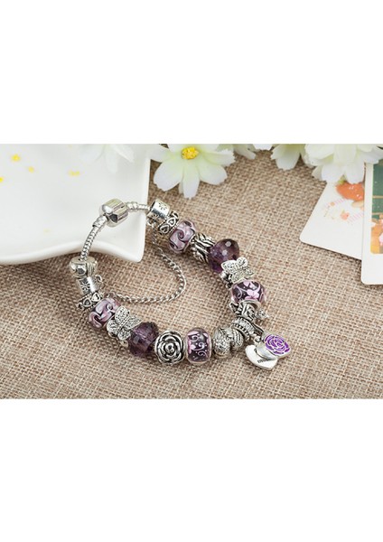 Kadın Charm Bileklik, Mor Boncuklu Yılan Kemik Zinciri, Hazine Kutusu Toka Bileklik, Çoğu Bileğe Uygun, Anneler Günü Için En Iyi Tatil Hediyeleri (Boyut: 18CM) (Yurt Dışından) fırsatları