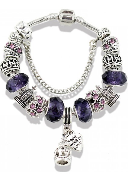 Kadın Charm Bileklik, Taç Kolye Kristal Boncuklu Yılan Kemik Zinciri, Hazine Kutusu Toka Bileklik, Çoğu Bileğe Uygun, Kadınlar Için Sevgililer Günü Hediyeleri (Boyut: 18CM) (Yurt Dışından)