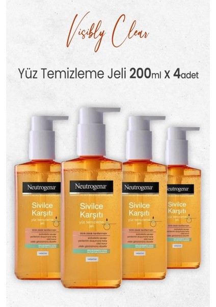Visibly Clear Yüz Temizleme Jeli 200 Ml X 4 Adet
