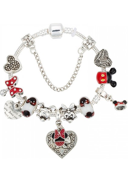 Kadınlar Charm Bileklik, Kristal Boncuklu Yılan Kemik Zinciri, Kalp Şekli, Taç Kolye, Kadınlar ve Kızlar Için Kostüm Takı Sevgililer Günü Hediyeleri (Boyut: 17CM) (Yurt Dışından)