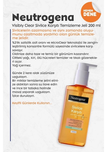 Visibly Clear Sivilce Karşıtı Yağsız Yüz Temizleme Jeli 200 ml