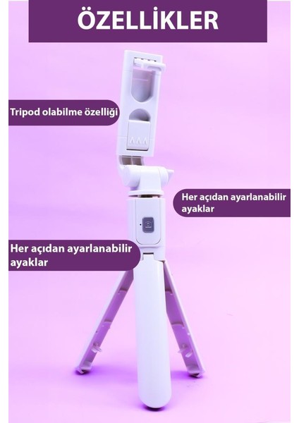 Ayaklı Beyaz Mini Tripod