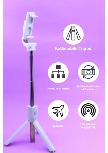 Ayaklı Beyaz Mini Tripod