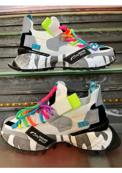 24Y303-1 Kadın Renkli Premium Sneaker Spor Ayakkabı fiyatları