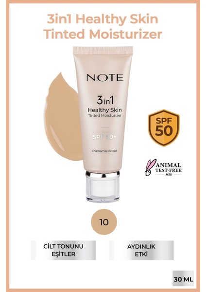 3 In 1 Healthy Skin Tinted Moisturizer Renk Ton Eşitleyici 50 Spf+ Aydınlatıcı Krem