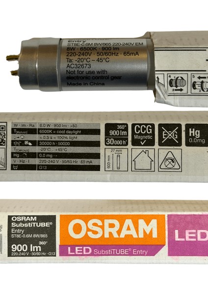 Substitube 8W 865 6500K (Beyaz Işık) G13 Duylu LED Floresan (10 Adet)