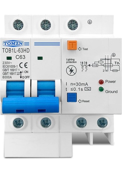 Tomzn Kaçak Akım Korumalı Kesici Ana Şalter 63A (Yurt Dışından)