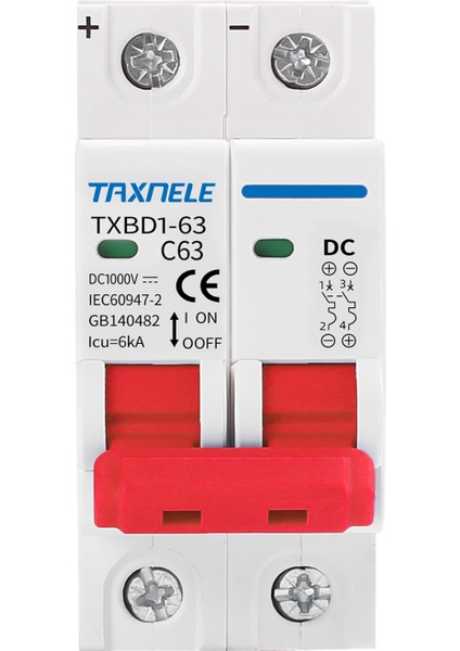 【ayak Koltuk】 2p Dc 1000V Güneş Mini Devre Kesici Pil Anahtarı 6A 10A 16A 20A 25A 32A 40A 50A 63A Dc Mcb Fotovoltaik Pv Sistemi Için (Yurt Dışından)
