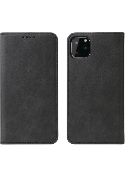 Iphone 11 Için Kılıf Pro Kart Ekleme Manyetik Karbon Fiber Deri Folio (Yurt Dışından)