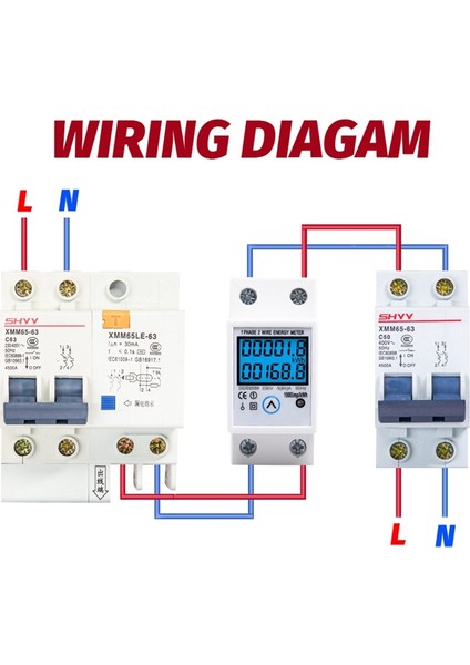 Din Raylı Tek Fazlı Enerji Ölçer Sıfırlama Sıfırlama Sıfır Gerilim Akım Tüketimi Sayacı Dijital Wattmetre AC230V (Yurt Dışından)