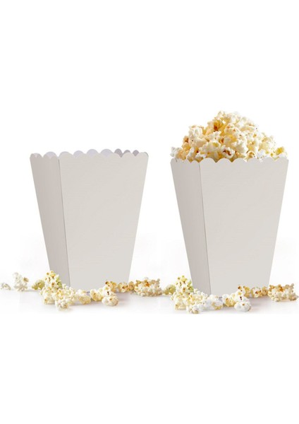 Popcorn Kutusu 8li Düz Beyaz
