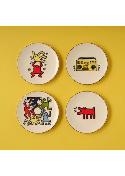 Bella Maison Keith Haring Porselen Pasta Tabağı 4'lü (19 Cm)