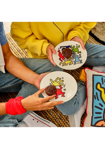 Keith Haring Colored Porselen Pasta Tabağı 4'lü (19 Cm)