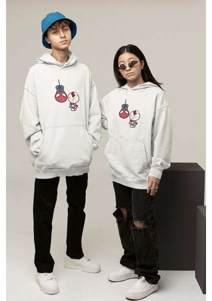 Hello Kitty x Spiderman Sevgili/çift/arkadaşlık/2'li Kapşonlu Sweatshirt Seti