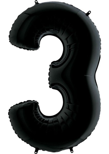3 Rakam Grabo Siyah Folyo Balon 102 cm