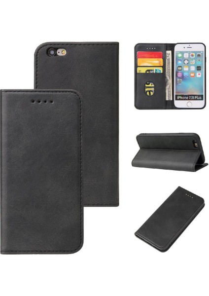 Iphone 6 Için Kılıf Artı/6s Artı Kart Ekleme Manyetik Karbon Fiber Folyo (Yurt Dışından)