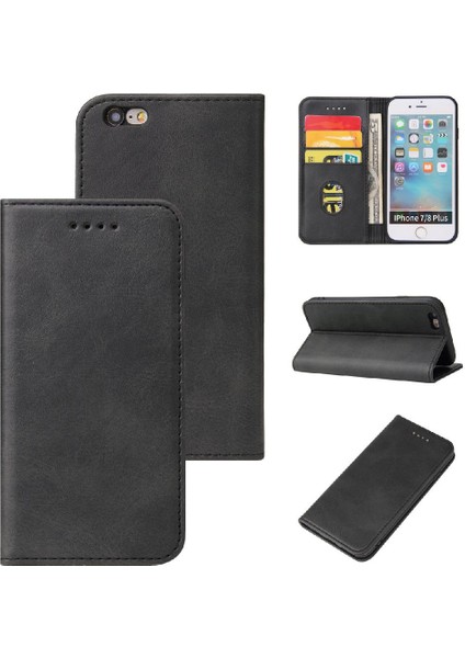 Iphone 6 Için Kılıf Artı/6s Artı Kart Ekleme Manyetik Karbon Fiber Folyo (Yurt Dışından)