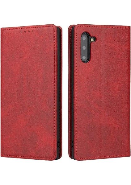 Kart Tutucu Kickstand Deri Folio ile Samsung Galaxy Not 10 Için Kılıf (Yurt Dışından)