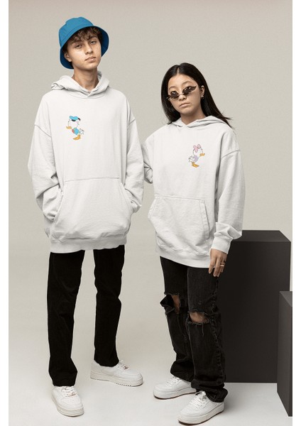 Mini Daisy ve Donald Duck Sevgili/çift/arkadaşlık 2'li Kapşonlu Sweatshirt Seti