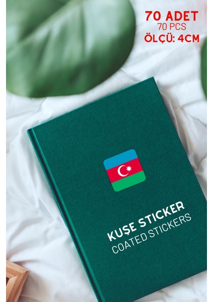 Azerbaycan Bayrağı Içerikli 70 Adet 4cm Yapışkanlı Etiket Sticker