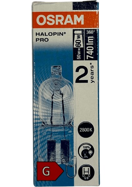 Halopin Pro 50W (60W) 2800K (Sarı Işık) G9 Duylu Halojen Ampul