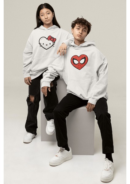 Kalp Hello Kitty Sevgili/çift/arkadaşlık/2'li Kapşonlu Sweatshirt Seti