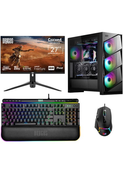 DRX6739 Intel Core i5 14400F 16GB Ddr5 1tb M.2 Nvme 8gb RTX4060 27 Inç 240Hz Curved Freedos oyuncu Bilgisayarı