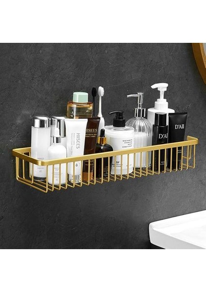 Banyo Raf Banyo Duş Şampuanı Sabun Kozmetik Raf Fırçalanmış Altın Depolama Organizatör Raf Tutucu Alüminyum Banyo Aksesuarları | Banyo Rafları (Yurt Dışından) fiyatları