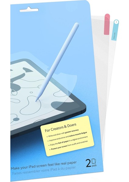 Apple iPad Pro 9.7 2016 A1673 A1674 A1675 Uyumlu Ekran Koruyucu Eskiz Dokunma Hassasiyeti Grafik Kalemle Çizim Mat Pencil Sketch Film Paper Like