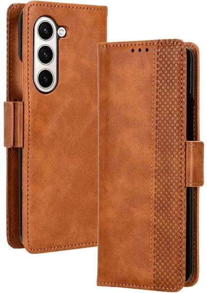 Samsung Galaxy Z Için Kılıf Fold 5 5g Pu Deri Manyetik Kapatma Cüzdan (Yurt Dışından)