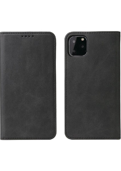 Iphone 11 Için Kılıf Deri Folio Flip Case Manyetik Karbon Fiber Kart ile (Yurt Dışından)