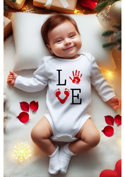 Sevgililer Günü Temalı Bebek Body