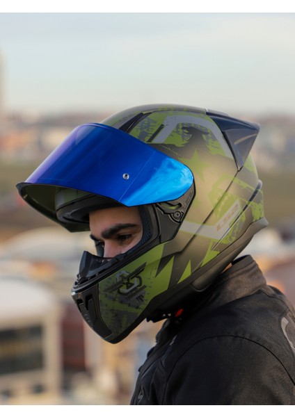 Rapıd 2 Race Thunder Bırds Mat Yeşil-Siyah-Gri Kask fırsatları