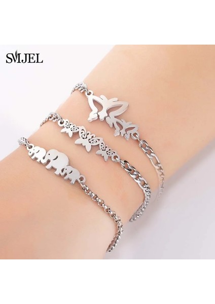 Gül Altın Bileklik Smjel Trendy Takı Paslanmaz Çelik Sevimli Anne Bebek Fil Bilezik Bilezik Kadınlar Için Çok Katmanlı Zincir Kelebek Bilezik Hediye (Yurt Dışından) fiyatları