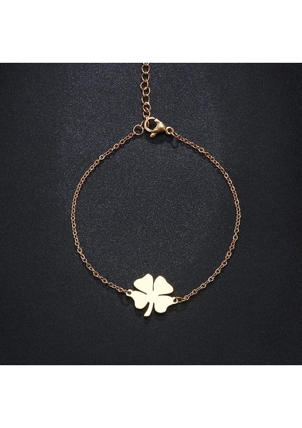 Altın Gül Dotıfı Kadınlar Için Paslanmaz Çelik Bilezik Şanslı Yonca Altın ve Gümüş Renk Pulseira Feminina Lover Nişan Takı (Yurt Dışından) modelleri