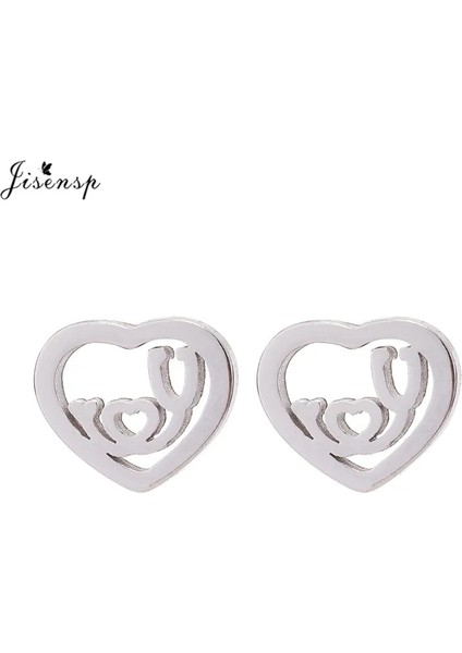 Gümüş Küpeler Jisensp Paslanmaz Çelik Kalp Atışı Kardiyogram Bilezik Stetoskop Kadın Bilezik Bilezik Hemşire Doktor Takı Için Özel Hediyeler (Yurt Dışından)