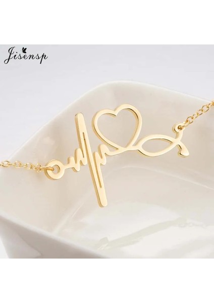 Altın Kolye Jisensp Paslanmaz Çelik Kalp Atışı Kardiyogram Bilezik Stetoskop Kadın Bilezik Bilezik Hemşire Doktor Takı Için Özel Hediyeler (Yurt Dışından) modelleri