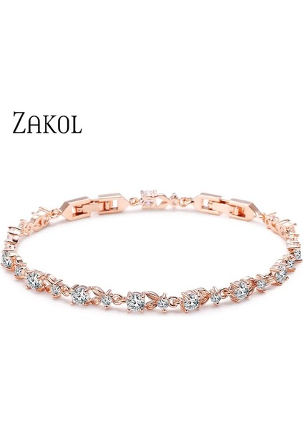 Kahverengimsi Sarı Zakol Nefis Oval Zirkonya Kristal Yaprak Bilezik Bangley Gül Altın Renk Cz Zirkon Taş Takı Kız Kadınlar Için FSBP134 (Yurt Dışından)
