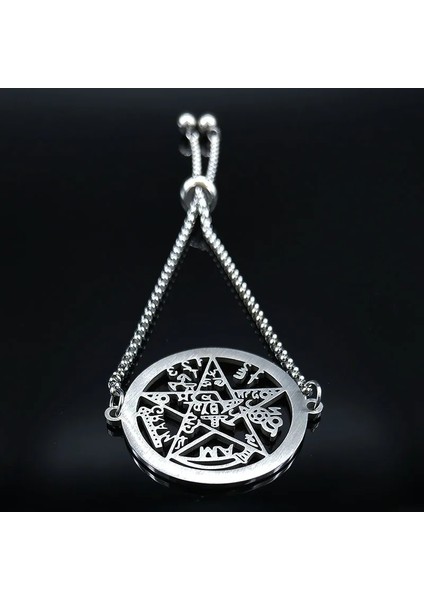 2021 Cadılık Pentagram Kristal Paslanmaz Çelik Bilezik Kadın Gümüş Renk Bilezik Bilezik Takı Pulseras Mujer B (Yurt Dışından) modelleri