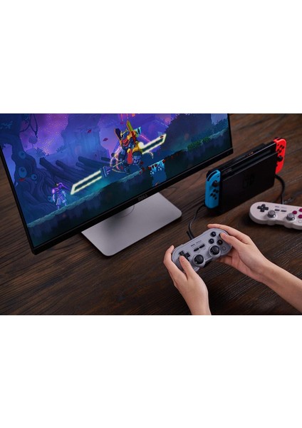 SN30 Pro USB Kablolu Oyun Kolu Gamepad For Switch, Windows & Raspberry Pi (Gri Edition)