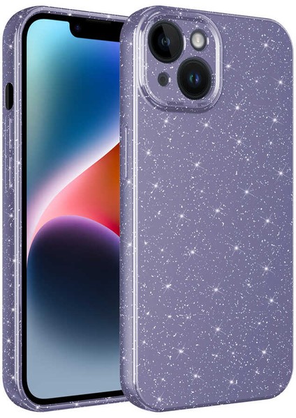 iPhone 14 Plus - Uyumlu Kamera Korumalı Simli Lüks Bls Store Koton Kapak-Mor